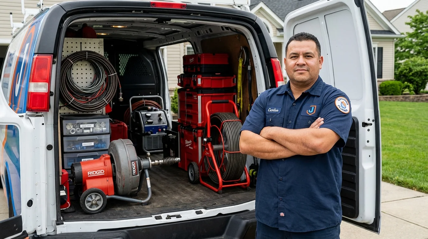 Professional drain cleaning equipment and Johns Plumbing LLC plumber in Lumpkin