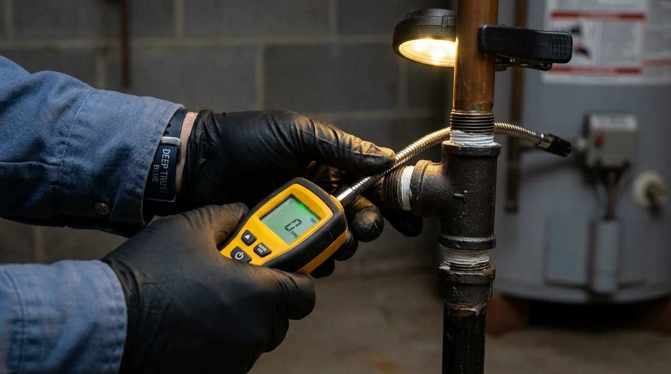 Gas leak detection with electronic sniffer by Johns Plumbing LLC in Lumpkin