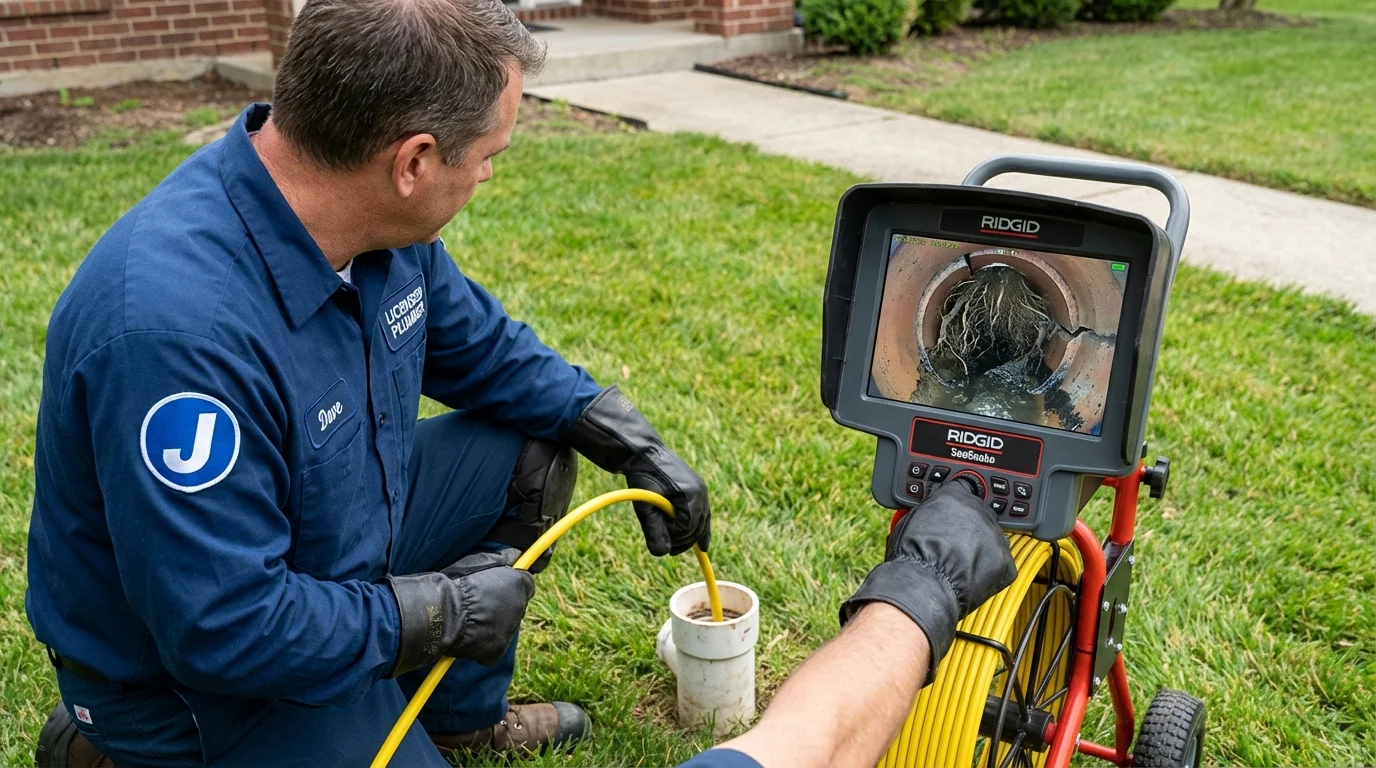 Sewer camera inspection being performed by Johns Plumbing LLC in Lumpkin